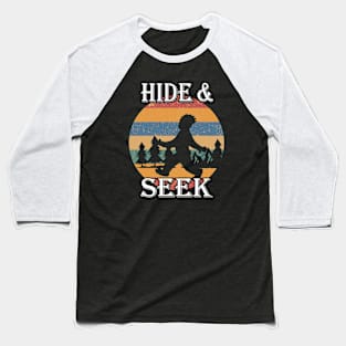 Hide and Seek retro Bigfoot Sasquatch Baseball T-Shirt